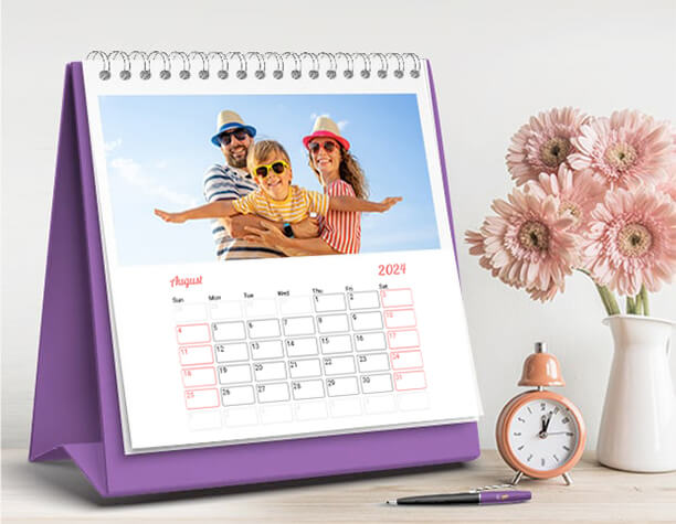 Wedding photo printed on desk calendar