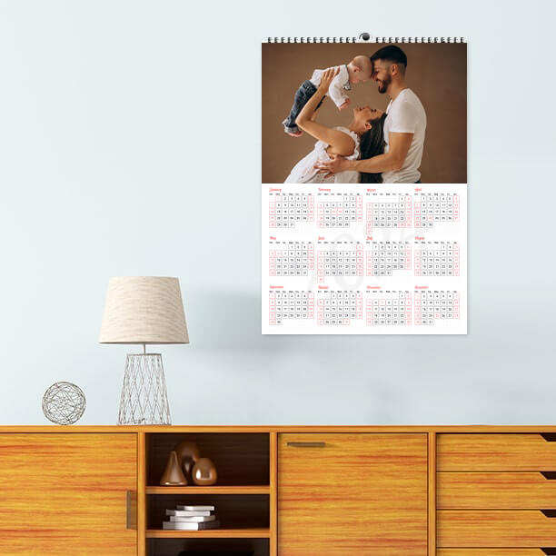 Family photo printed on large poster calendar