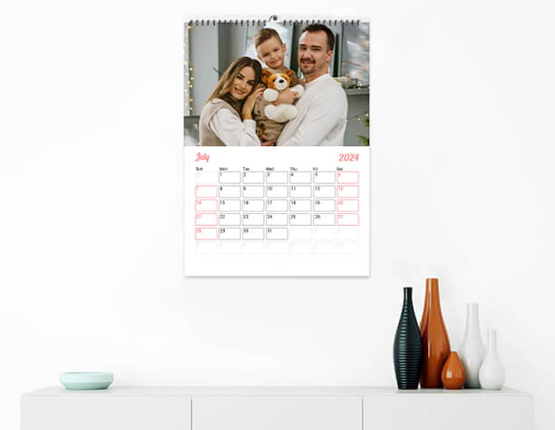 Wedding photo printed on wall calendar